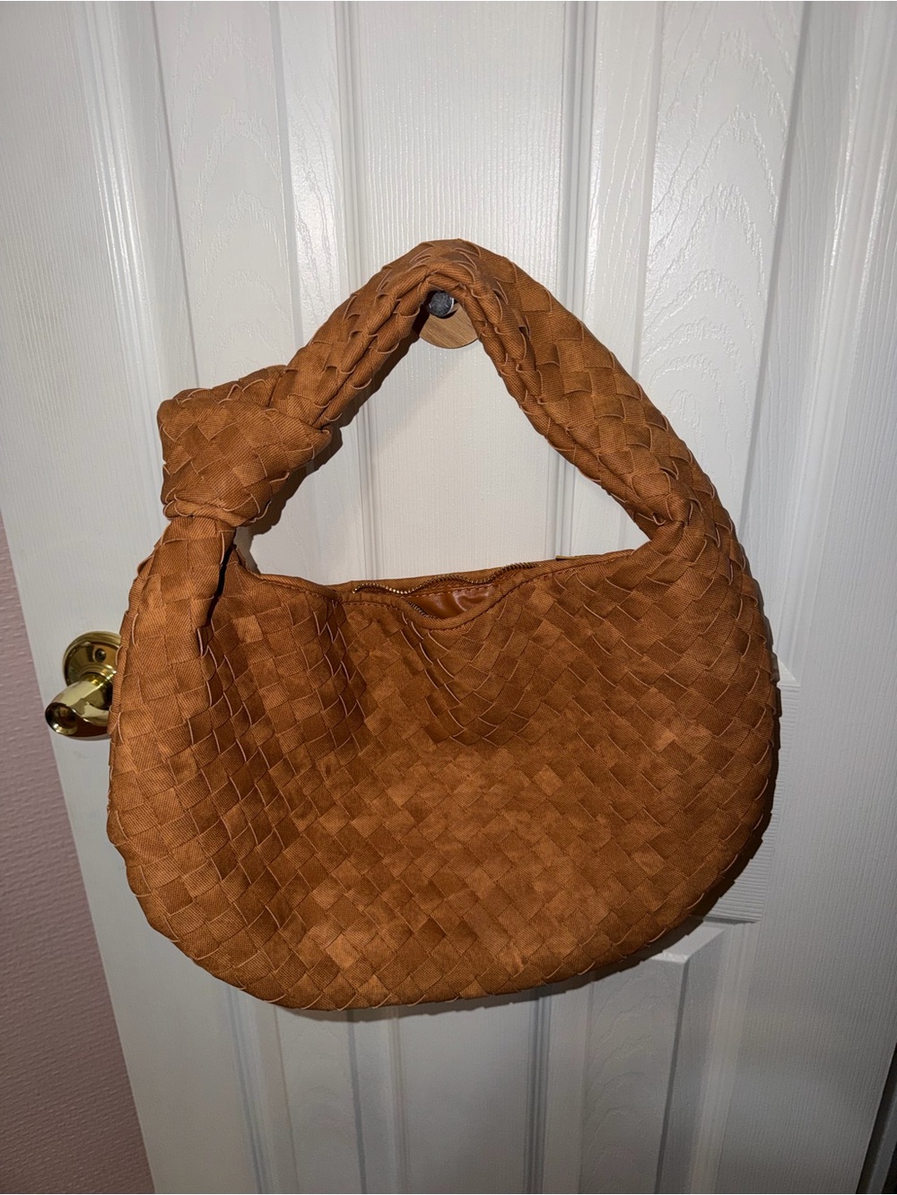 Cognac/camel brown woven knot shoulder bag NEW make an offer!
